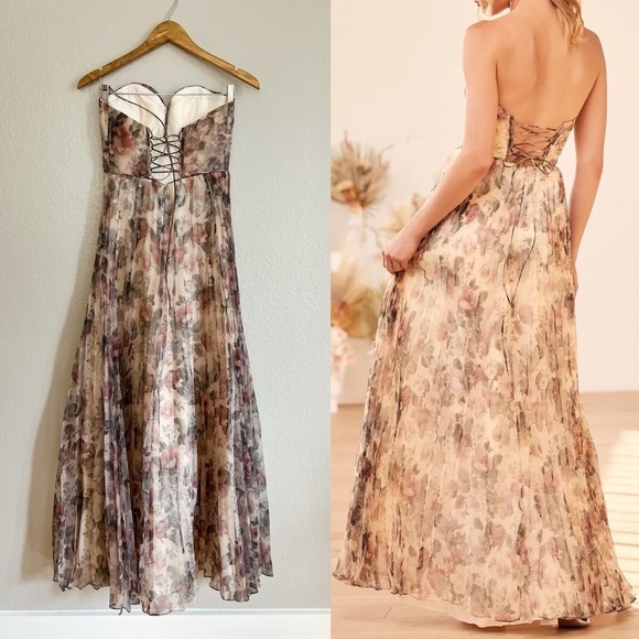 Most Beautiful Day Ivory Multi Floral Print Organza Maxi Dress - Picture 6 of 9